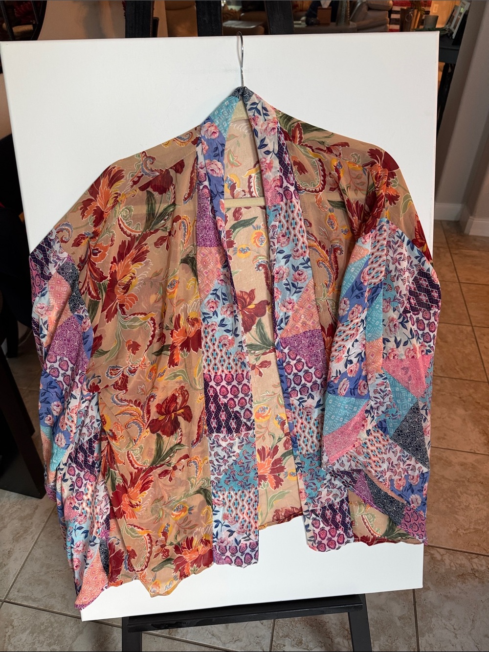 Patchwork Floral Kimono Coverup - Multicolor